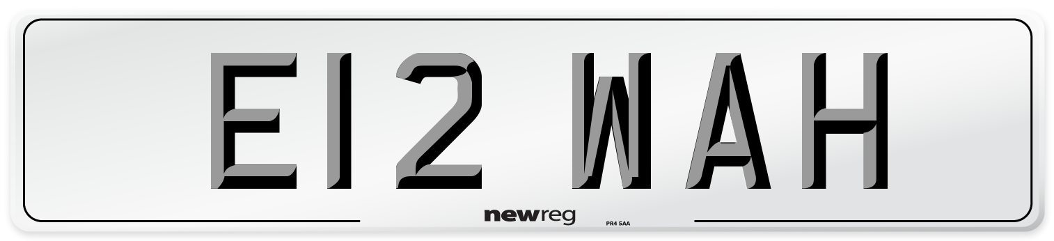 E12 WAH Number Plate from New Reg